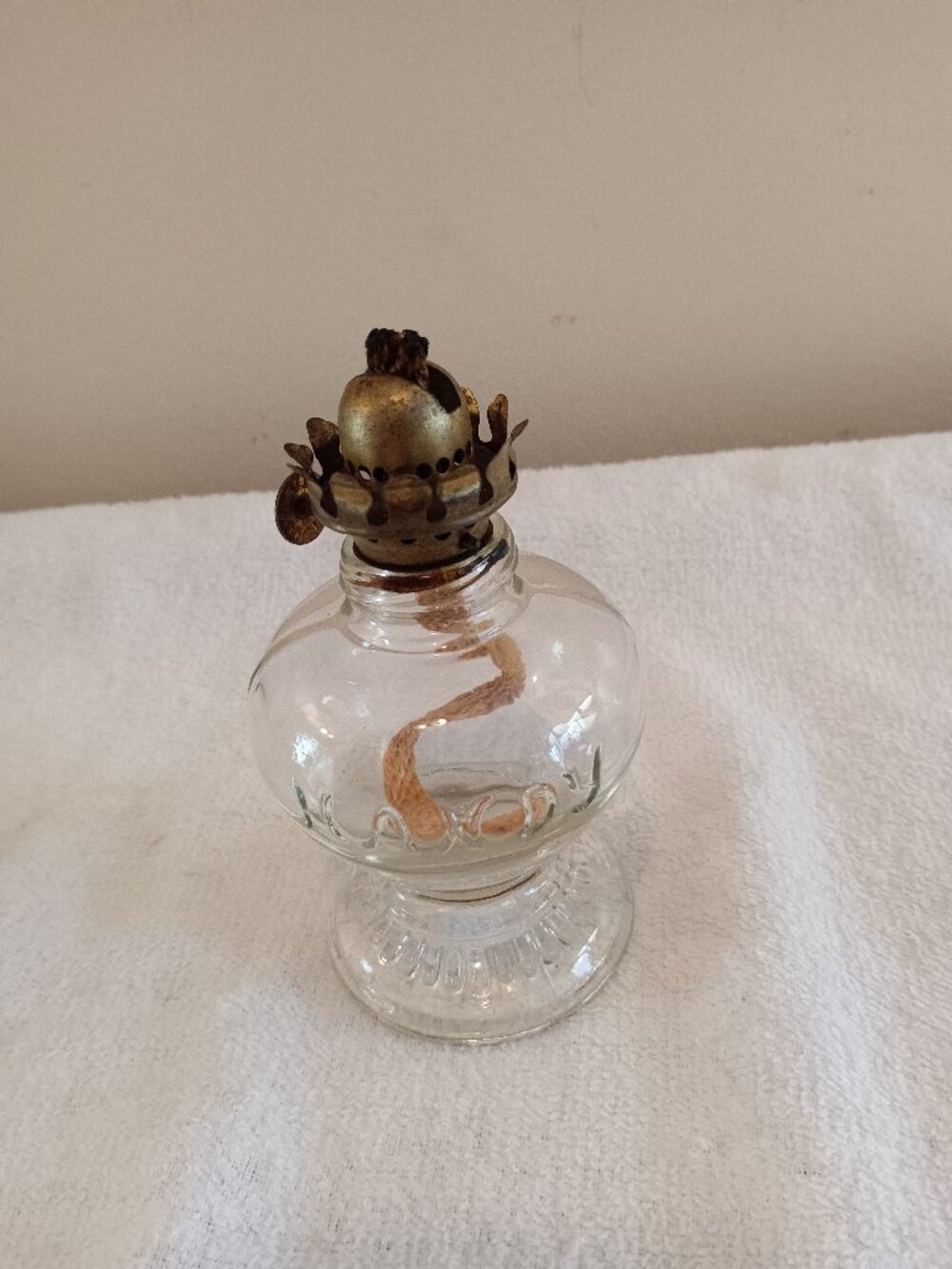Vintage Handy Miniature Clear Glass Oil Lamp